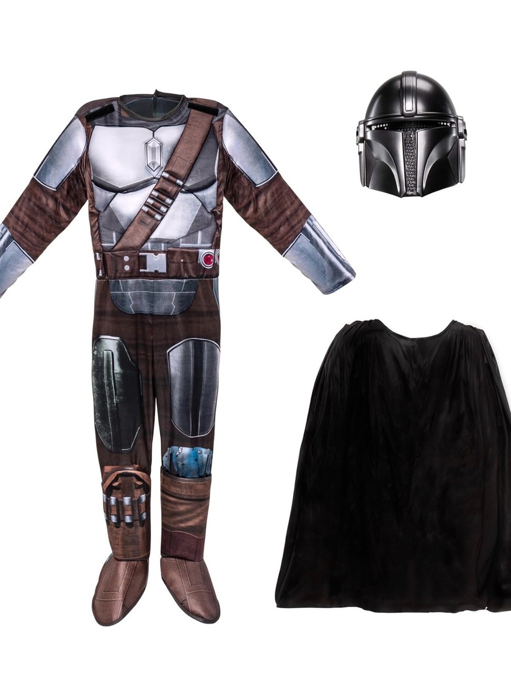 The Mandalorian Inspired Kids Costume with Black Cape, Gloves and Helmet Size S